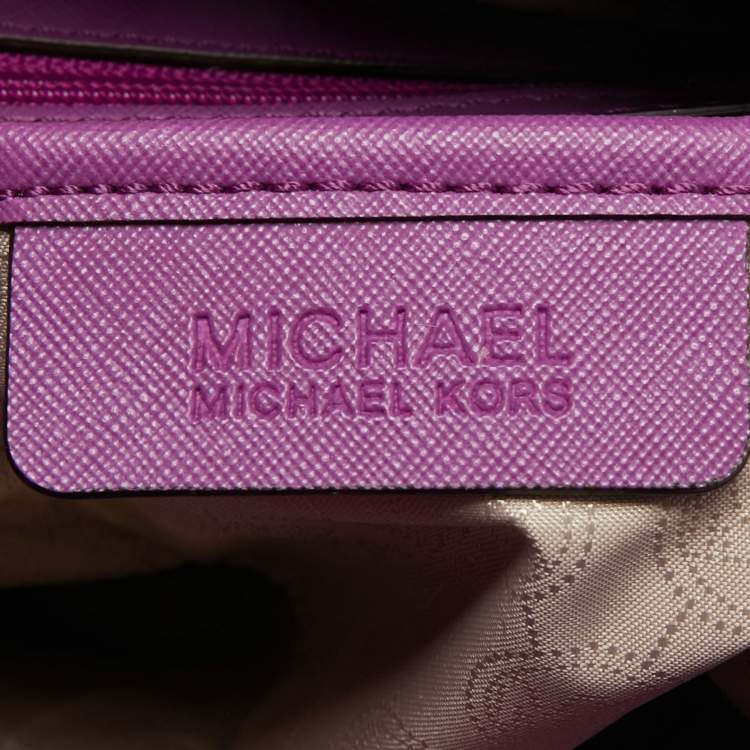 Pre Owned MICHAEL Michael Kors Purple Leather Large Hamilton North South Tote