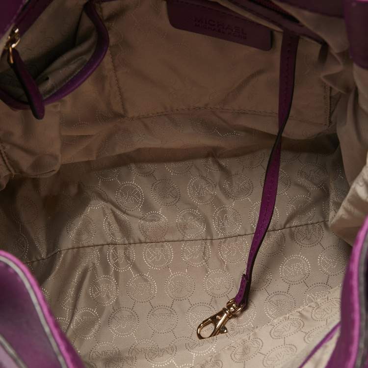Pre Owned MICHAEL Michael Kors Purple Leather Large Hamilton North South Tote