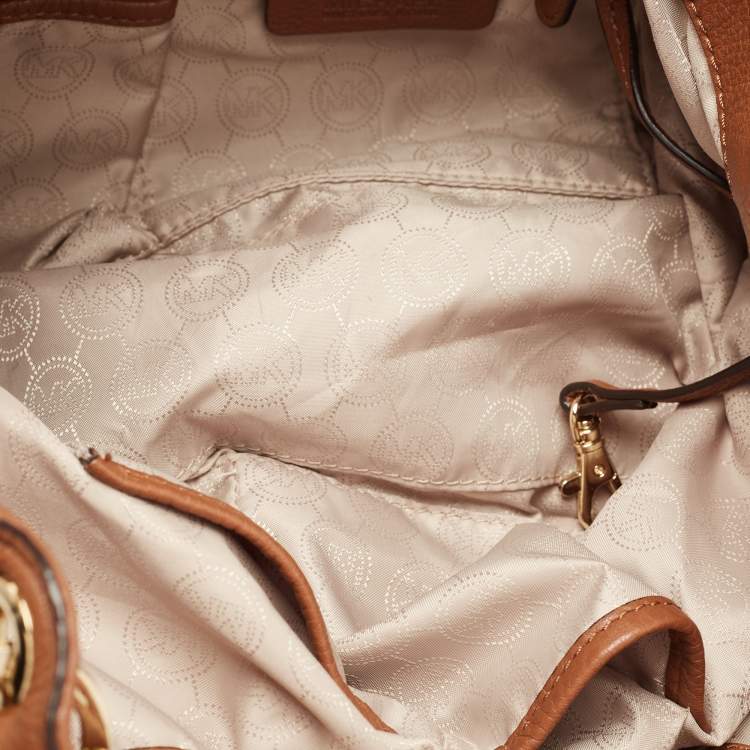 Pre Owned Michael Kors Brown/Beige Zebra Print Canvas and Leather Marina Shoulder Bag