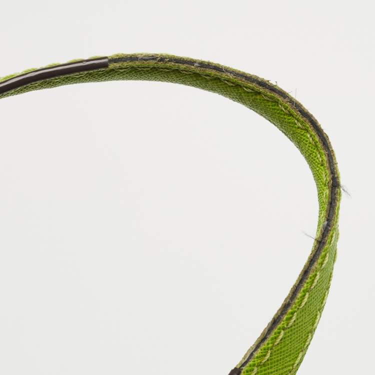 مملوكة مسبقًا Michael Kors Brown/Green Signature Coated Canvas and Leather Medium Snap Pocket Tote