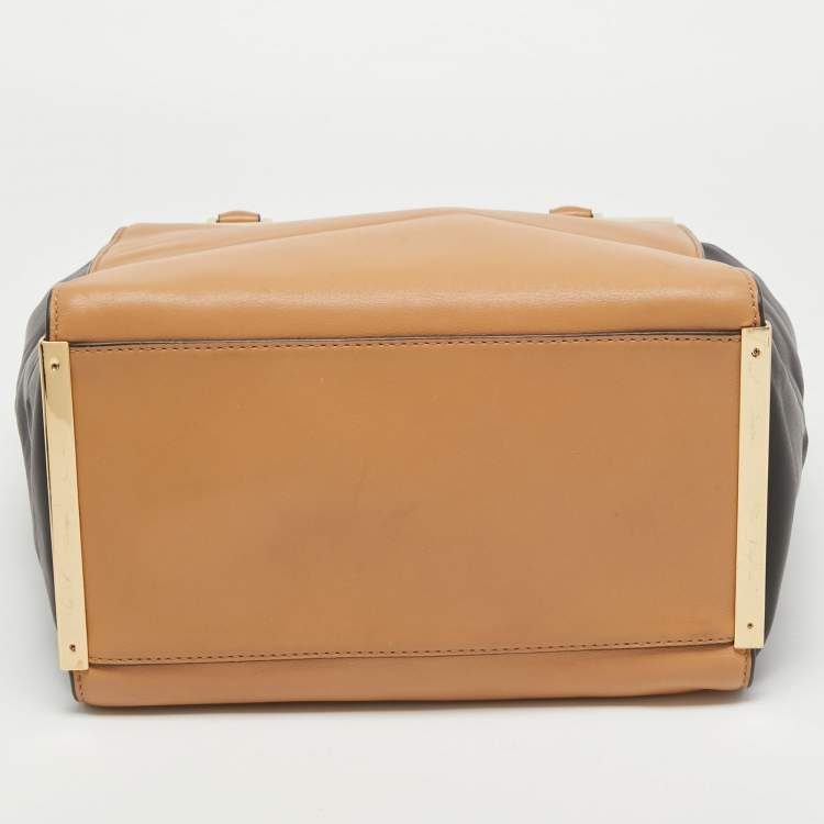 Pre Owned Michael Kors Black/Beige Leather Lana Tote