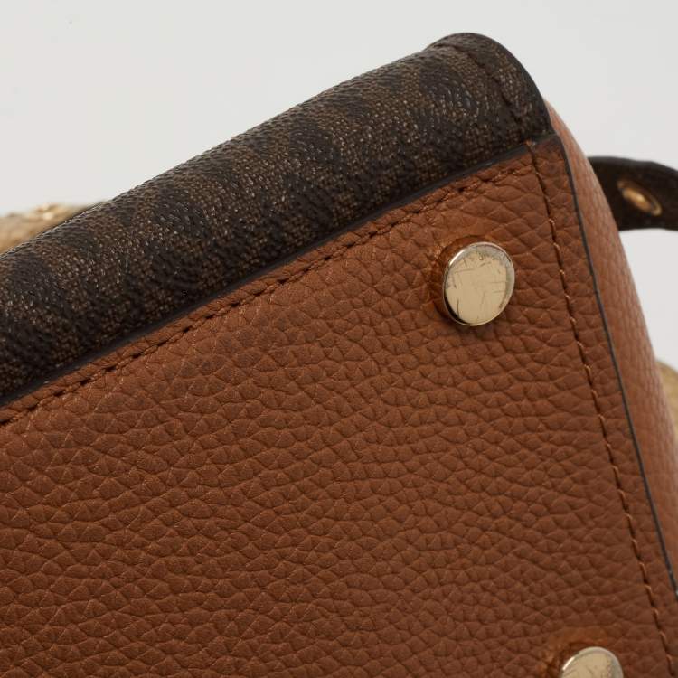 Pre Owned Michael Kors Multicolor Coated Canvas and Leather Bristol Medium Top Handle Bag