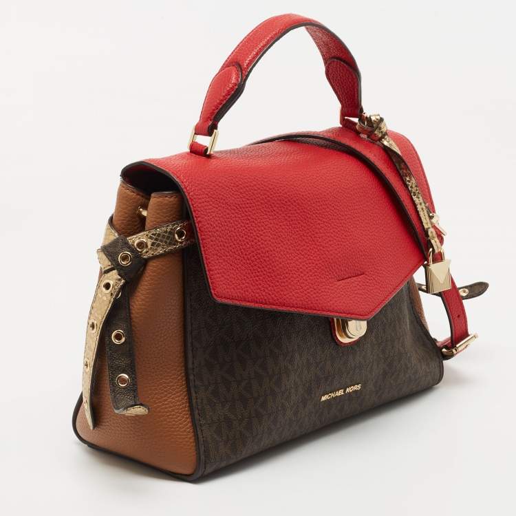 Pre Owned Michael Kors Multicolor Coated Canvas and Leather Bristol Medium Top Handle Bag