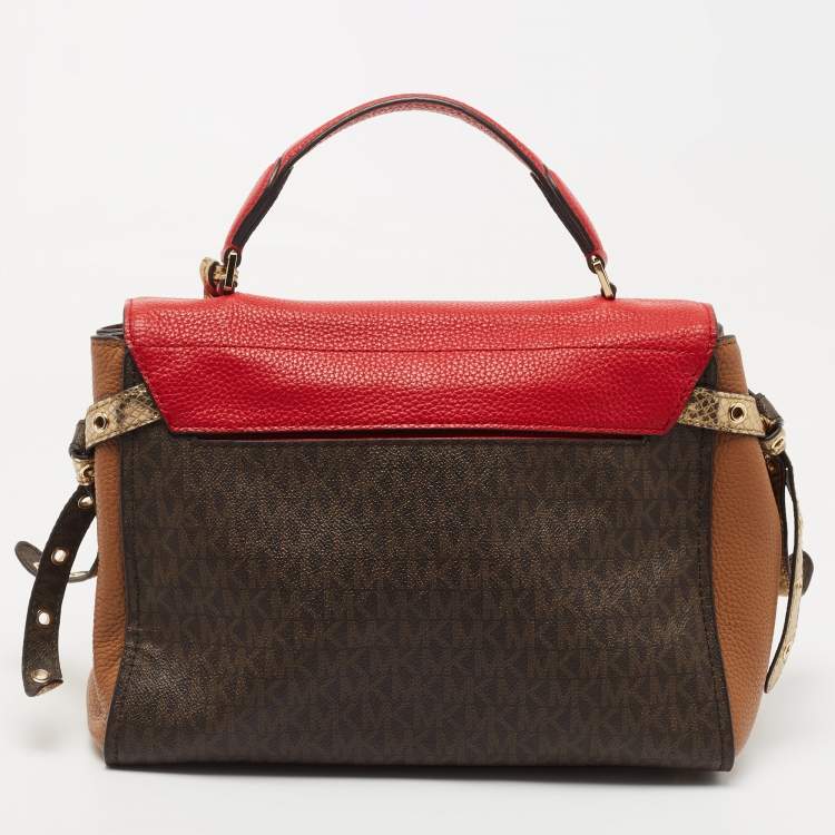 Pre Owned Michael Kors Multicolor Coated Canvas and Leather Bristol Medium Top Handle Bag