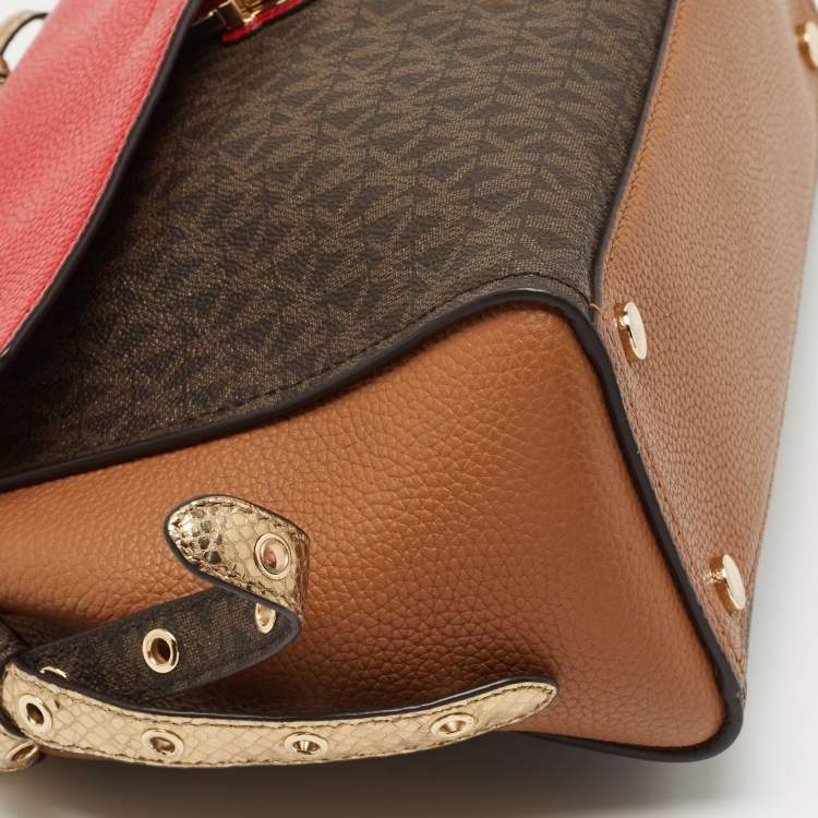 Pre Owned Michael Kors Multicolor Coated Canvas and Leather Bristol Medium Top Handle Bag