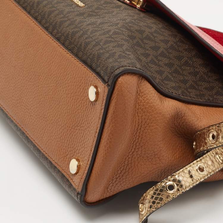 Pre Owned Michael Kors Multicolor Coated Canvas and Leather Bristol Medium Top Handle Bag