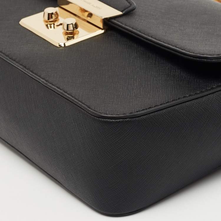 Pre Owned Michael Kors Black Saffiano Leather Medium Brandi Shoulder Bag