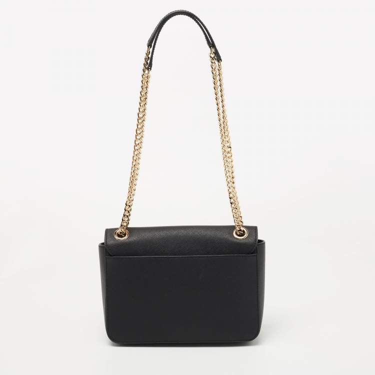 Pre Owned Michael Kors Black Saffiano Leather Medium Brandi Shoulder Bag