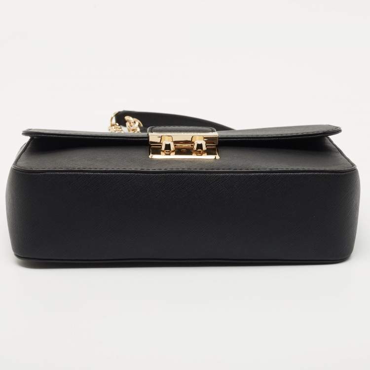 Pre Owned Michael Kors Black Saffiano Leather Medium Brandi Shoulder Bag