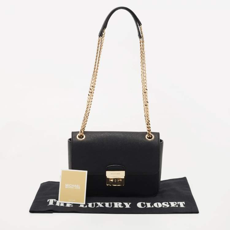 Pre Owned Michael Kors Black Saffiano Leather Medium Brandi Shoulder Bag