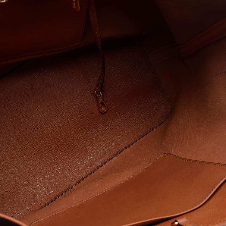 Pre Owned Michael Kors Brown Saffiano Leather Jet Set Tote