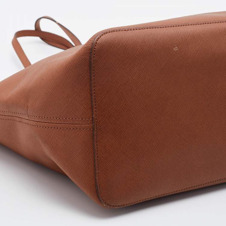 Pre Owned Michael Kors Brown Saffiano Leather Jet Set Tote