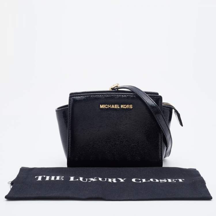 Pre Owned Michael Kors Black Patent Leather Mini Selma Satchel
