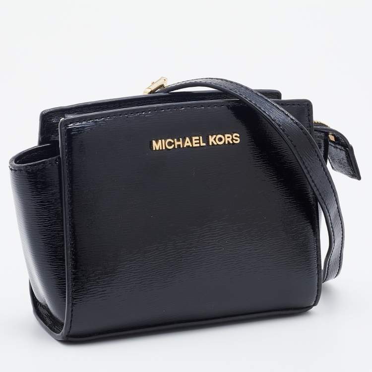 Pre Owned Michael Kors Black Patent Leather Mini Selma Satchel