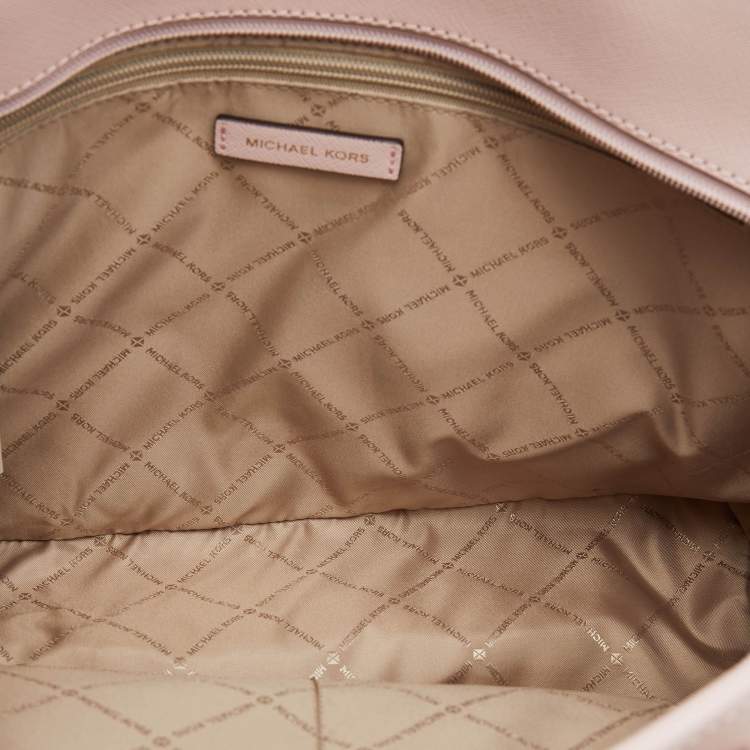 Pre Owned Michael Kors Light Pink Saffiano Leather Jet Set Shopper Tote