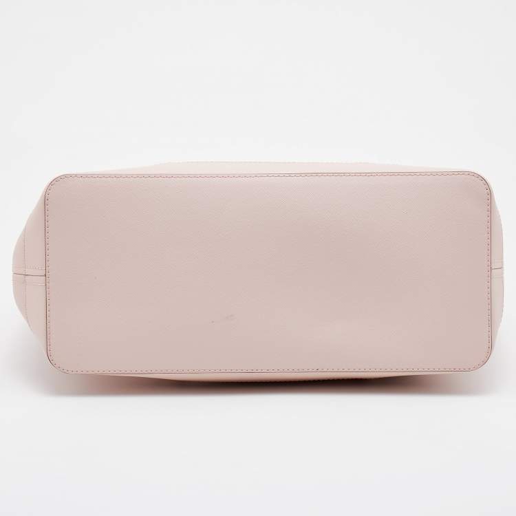 Pre Owned Michael Kors Light Pink Saffiano Leather Jet Set Shopper Tote