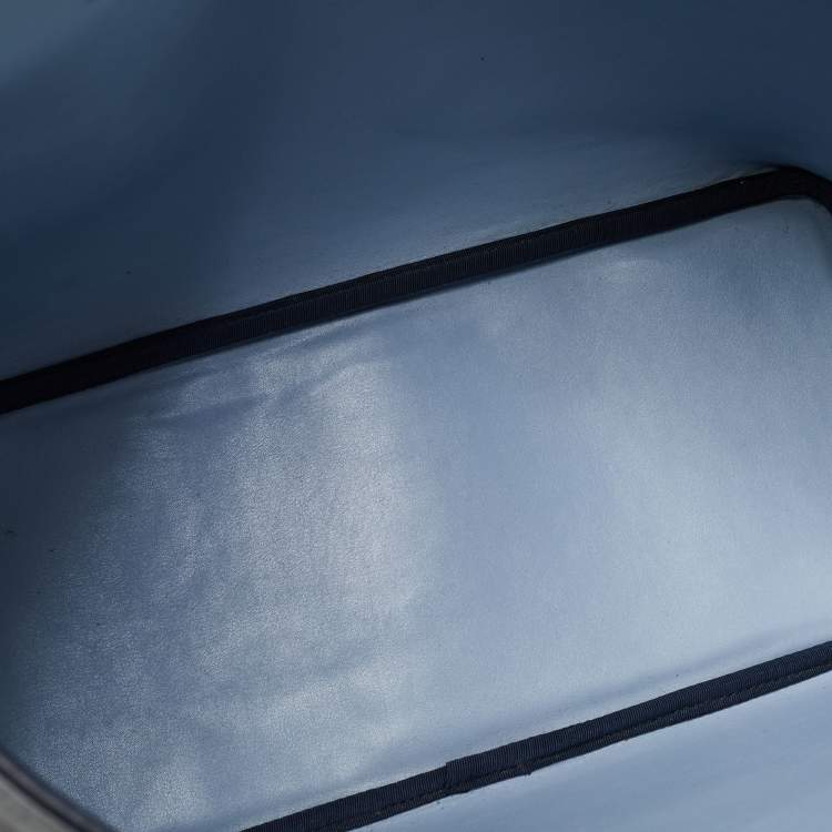 Pre Owned Michael Kors Navy Blue Checkered Coated Canvas Jet Set Travel Tote