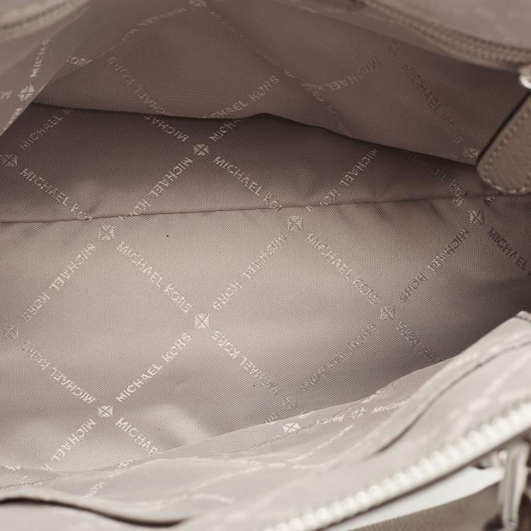 Pre Owned Michael Kors White/Grey Signature Coated Canvas and Leather Ciara Satchel