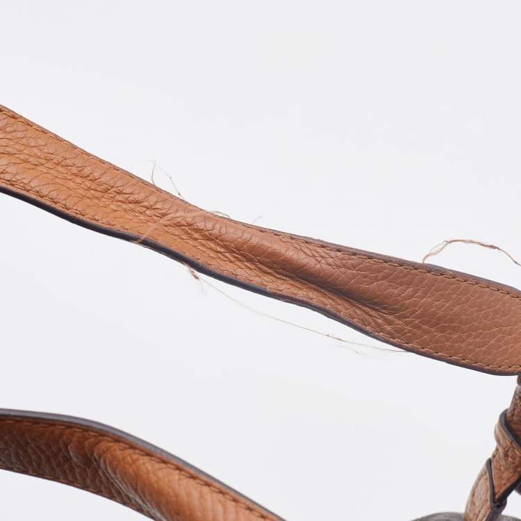 Pre Owned Michael Kors Brown Signature Coated Canvas and Leather Studded Abbey Backpack