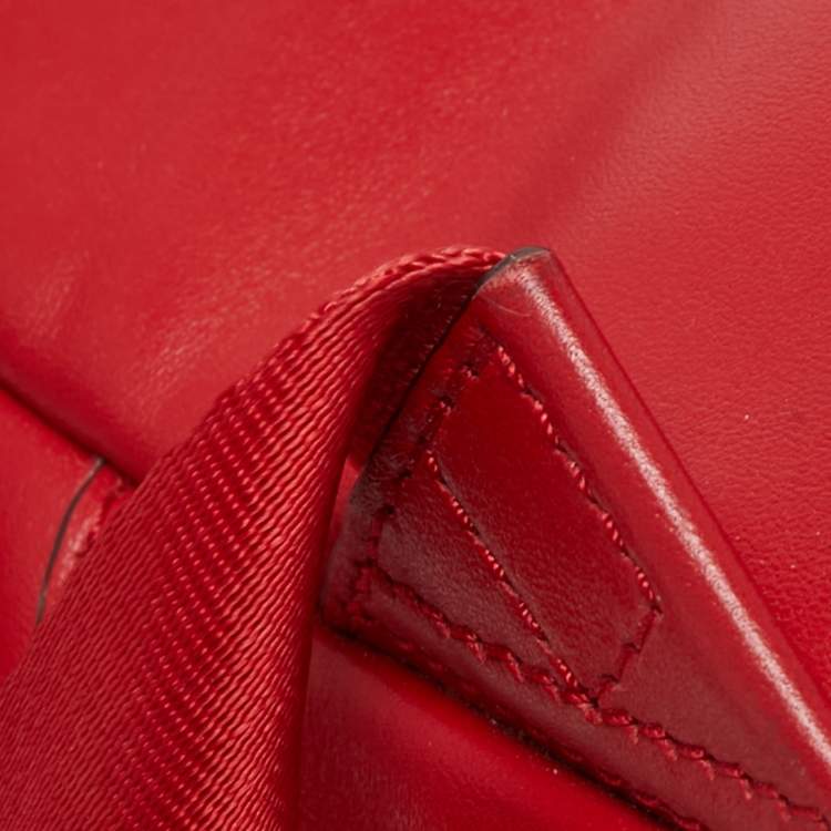 Pre Owned Michael Kors Red Faux Leather Perforated front Pocket Backpack