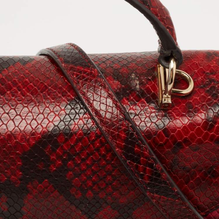 Pre Owned Michael Kors Tri Color Python Embossed and Leather Sloan Top Handle Bag