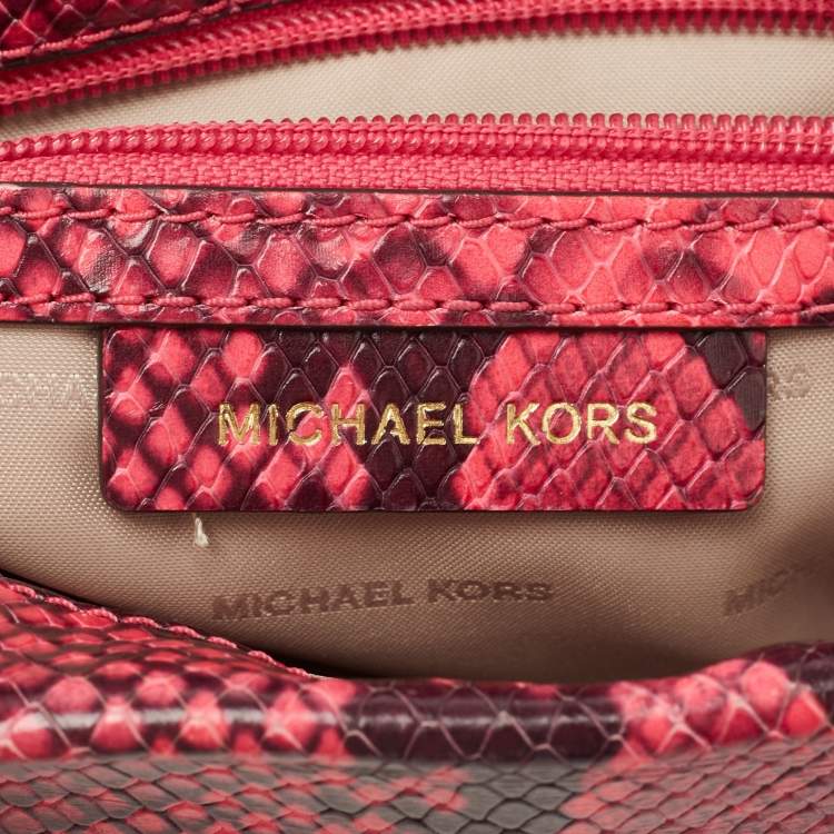 Pre Owned Michael Kors Tri Color Python Embossed and Leather Sloan Top Handle Bag