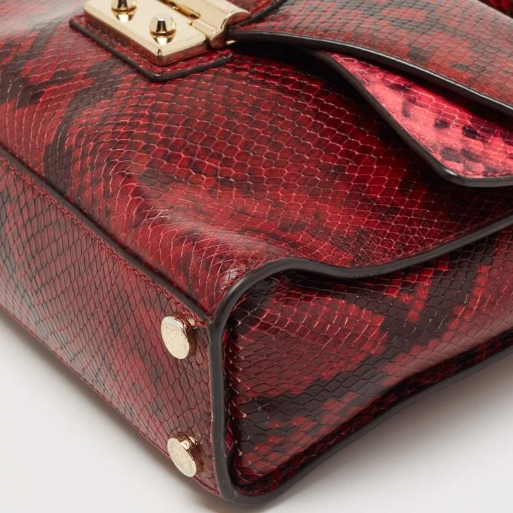 Pre Owned Michael Kors Tri Color Python Embossed and Leather Sloan Top Handle Bag