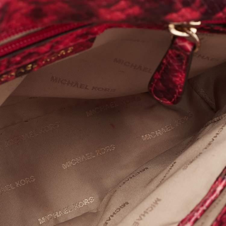 Pre Owned Michael Kors Tri Color Python Embossed and Leather Sloan Top Handle Bag