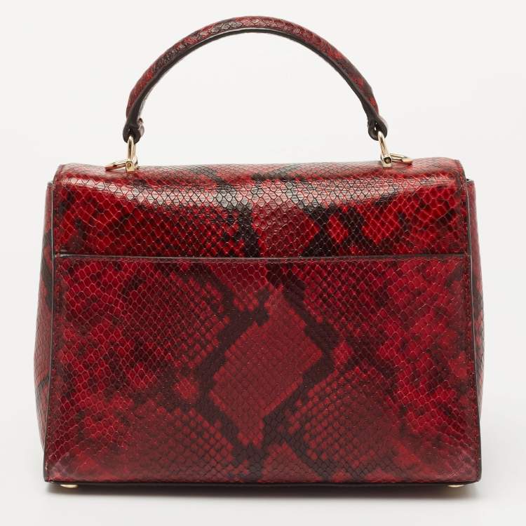 Pre Owned Michael Kors Tri Color Python Embossed and Leather Sloan Top Handle Bag
