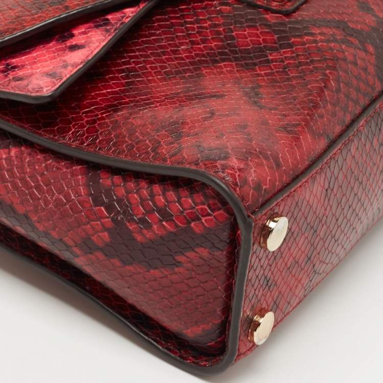 Pre Owned Michael Kors Tri Color Python Embossed and Leather Sloan Top Handle Bag