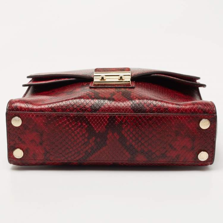 Pre Owned Michael Kors Tri Color Python Embossed and Leather Sloan Top Handle Bag