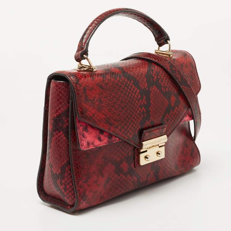 Pre Owned Michael Kors Tri Color Python Embossed and Leather Sloan Top Handle Bag