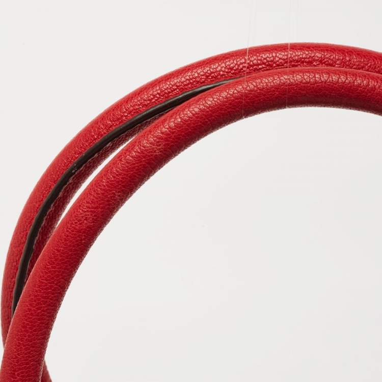 Pre Owned Michael Kors Red Leather Large N/S Grommet Hamilton Tote