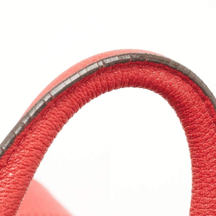 Pre Owned Michael Kors Red Leather Large N/S Grommet Hamilton Tote