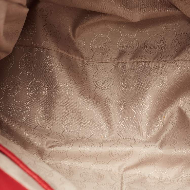 Pre Owned Michael Kors Red Leather Large N/S Grommet Hamilton Tote