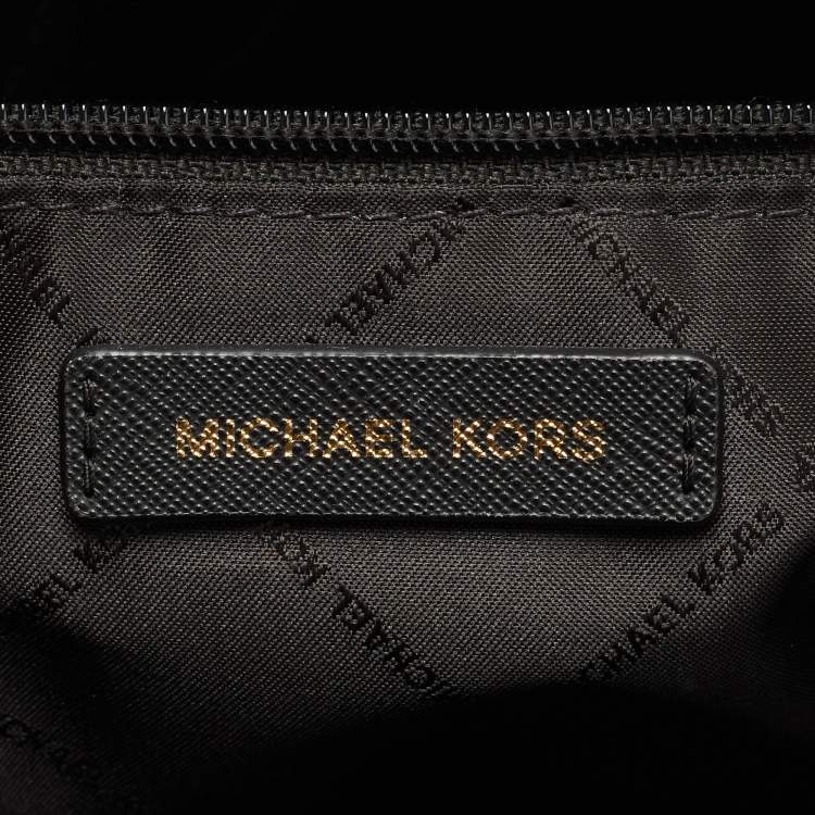 Pre Owned Michael Kors Black Leather Medium Jet Set Top Zip Tote