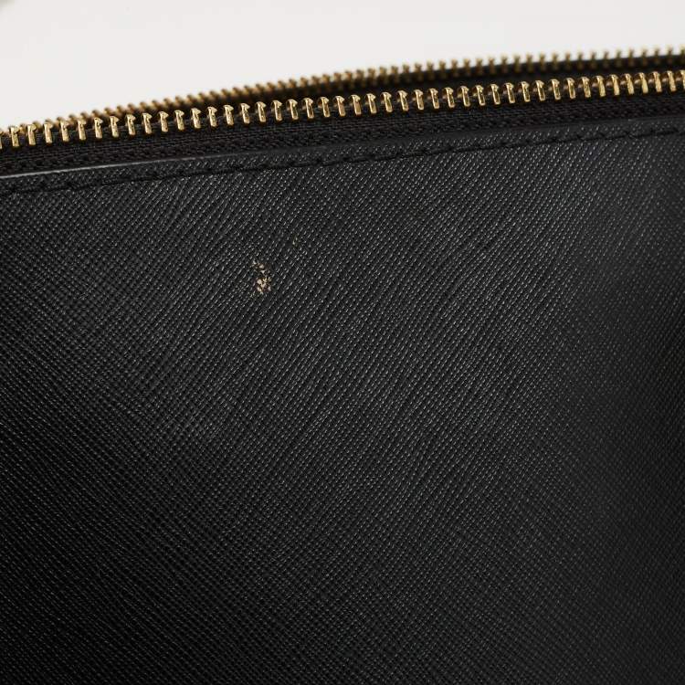 Pre Owned Michael Kors Black Leather Medium Jet Set Top Zip Tote