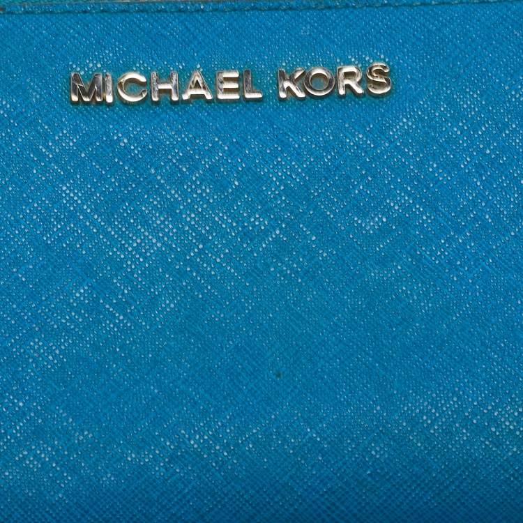 Pre Owned Michael Kors Blue Leather Bedford Continental Wallet