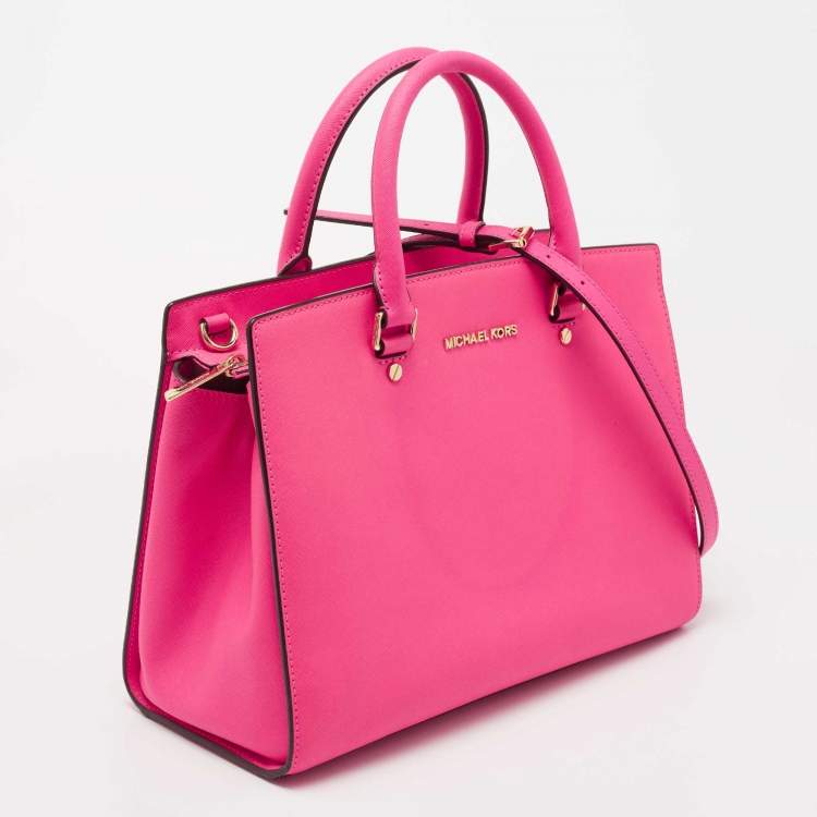 Pre Owned MICHAEL Michael Kors Pink Leather Large Selma Tote