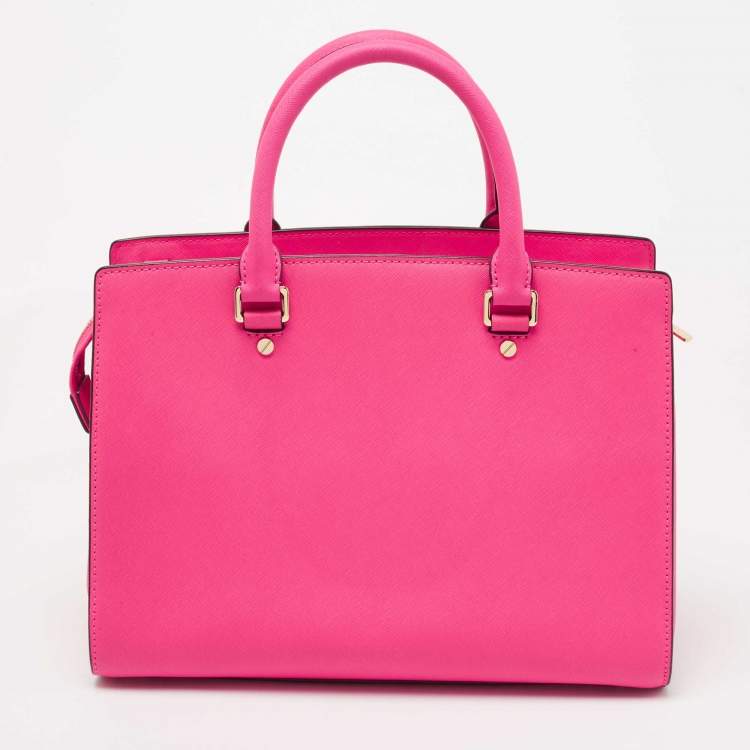 Pre Owned MICHAEL Michael Kors Pink Leather Large Selma Tote