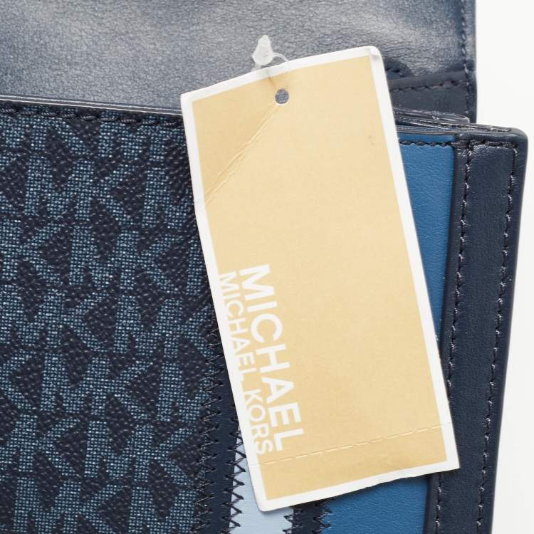 Pre Owned Michael Kors Blue Signature Coated Canvas and Leather Whitney Shoulder Bag