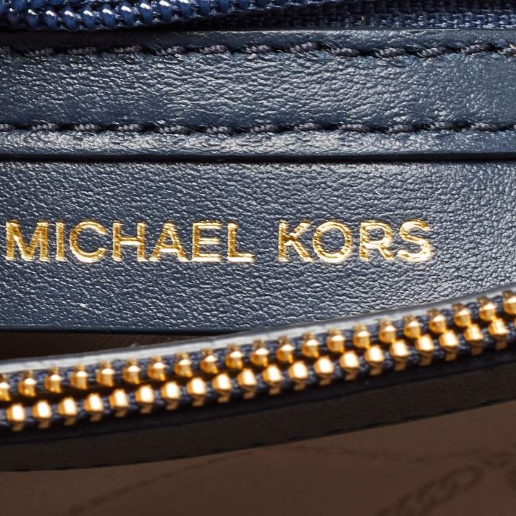 Pre Owned Michael Kors Blue Signature Coated Canvas and Leather Whitney Shoulder Bag