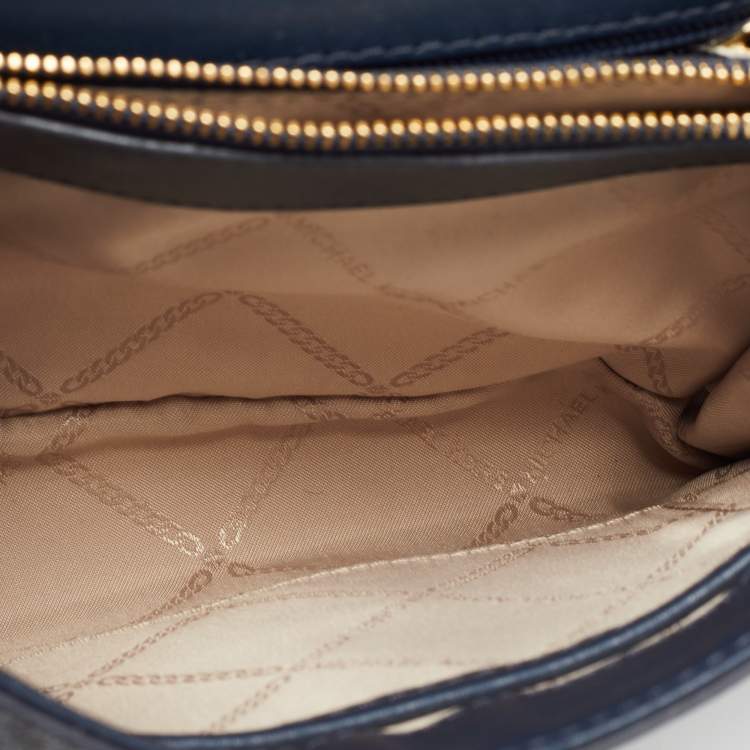 Pre Owned Michael Kors Blue Signature Coated Canvas and Leather Whitney Shoulder Bag