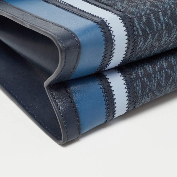 Pre Owned Michael Kors Blue Signature Coated Canvas and Leather Whitney Shoulder Bag