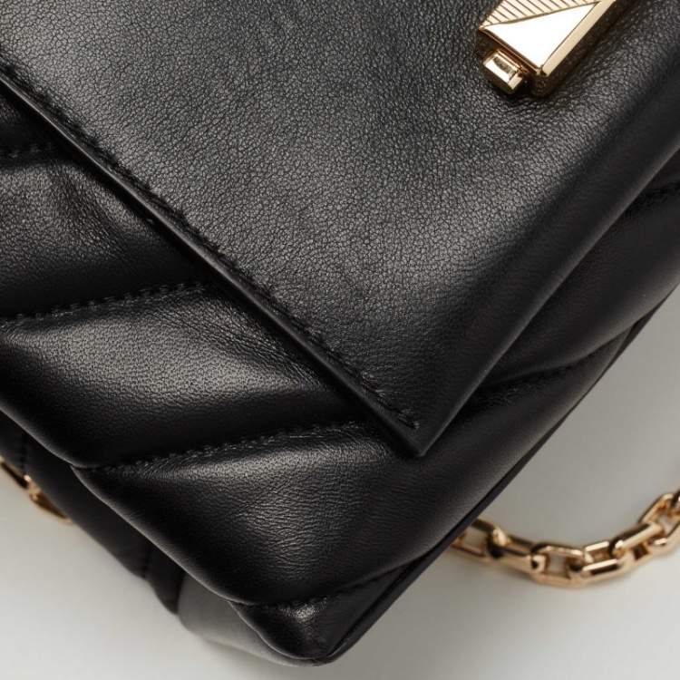 Pre Owned Michael Kors Black Quilted Leather Medium Cece Shoulder Bag