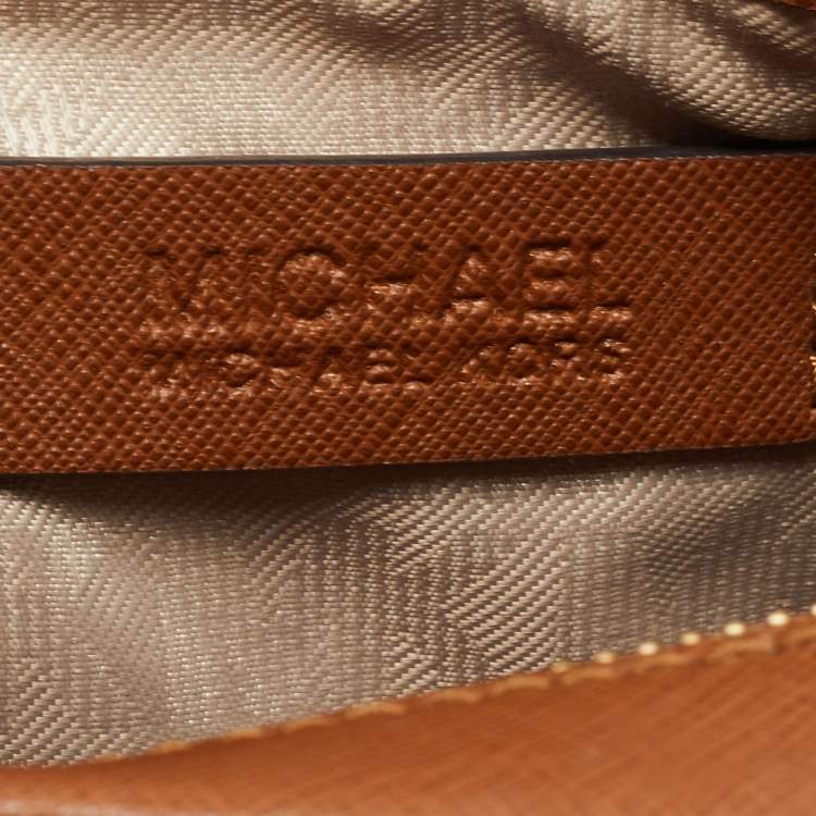 Pre Owned MICHAEL Michael Kors Brown Saffiano Leather Jet Set Camera Crossbody Bag