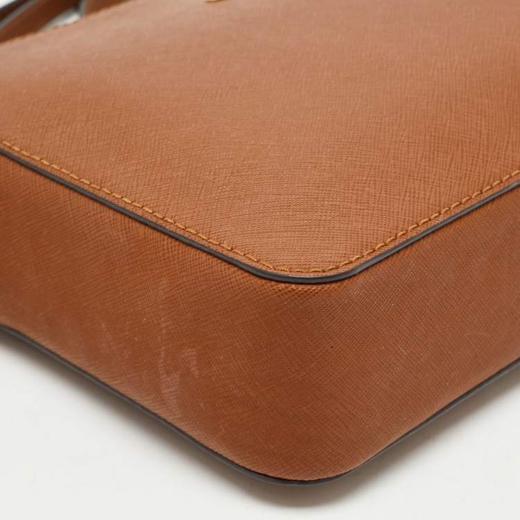 Pre Owned MICHAEL Michael Kors Brown Saffiano Leather Jet Set Camera Crossbody Bag