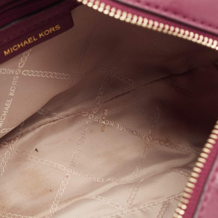 Pre Owned Michael Kors Burgundy Leather Jet Set Camera Crossbody Bag
