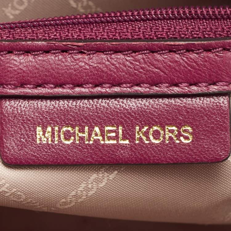 Pre Owned Michael Kors Burgundy Leather Jet Set Camera Crossbody Bag