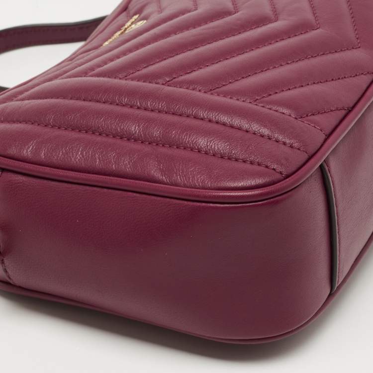 Pre Owned Michael Kors Burgundy Leather Jet Set Camera Crossbody Bag